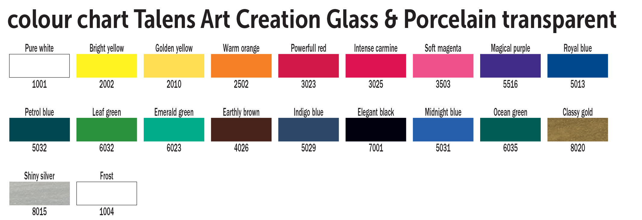 TAC GLP Transparent colour chart